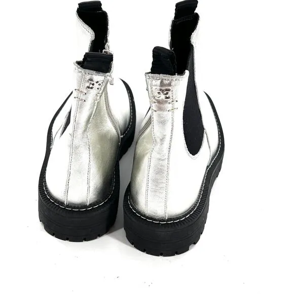 Sam Edelman  Laguna Boots 4 NWOT Silver Leather Big Kids Girls Ankle Bootie