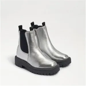 Sam Edelman  Laguna Boots 4 NWOT Silver Leather Big Kids Girls Ankle Bootie