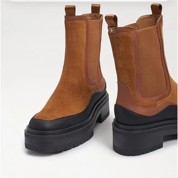 Sam Edelman LULIA LUG SOLE BOOT COLOR: Camel/Whiskey Suede women Sz 7 new