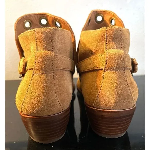 Sam Edelman Pedra Women's Grommet Detail Booties Suede Ankle Boots Brown SZ 7.5