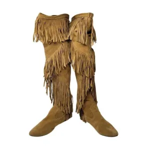 Sam Edelman Womens Tan Suede Leather Fringe Over-The-Knee Boots 9.5 Festival