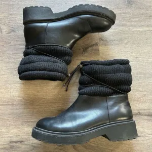 Sanctuary Women's Ankle-Tie Lug Sole Boots Black Size 9.5