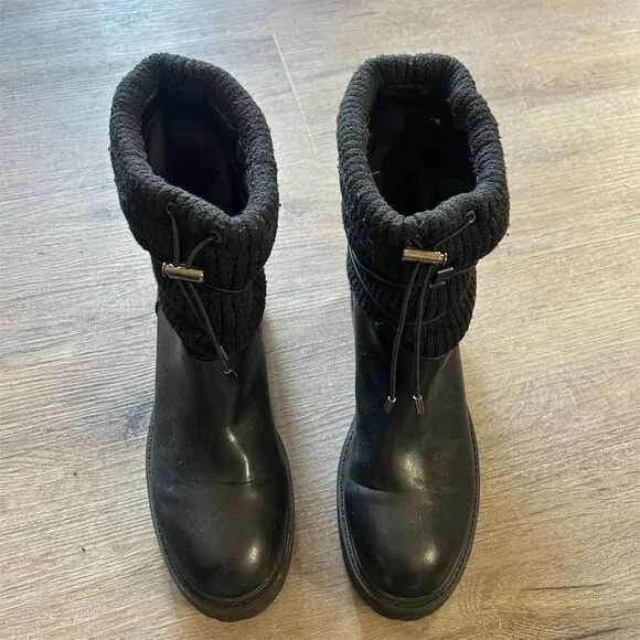 Sanctuary Women's Ankle-Tie Lug Sole Boots Black Size 9.5