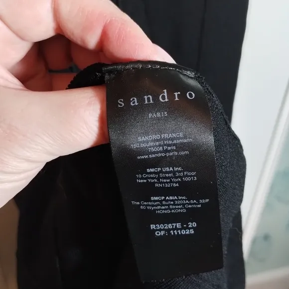 Sandro Midi A-line Black Stretchy Knitted Dress Sz M