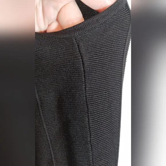 Sandro Midi A-line Black Stretchy Knitted Dress Sz M