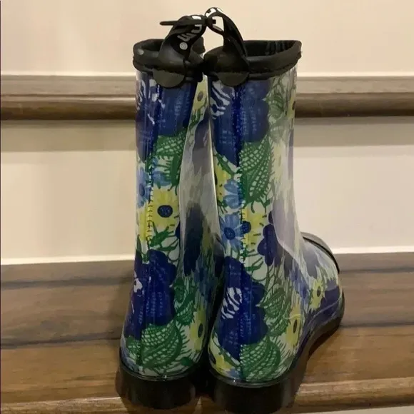Sanmm Mid-Calf Floral Rubber Boots Size 9 New