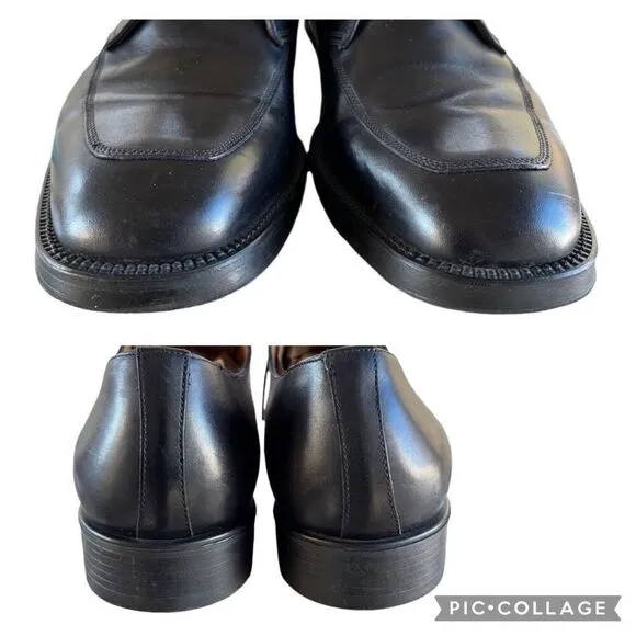 Santoni Italian Black Leather Lace Up Derby Dress Shoes Pointed Toes Men’s 9.5
