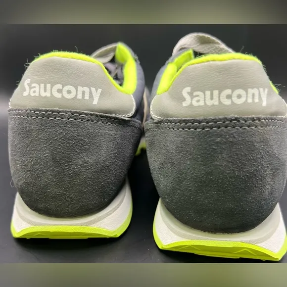 Saucony Men's Gray and Neon Green Sneakers- Size:10.5