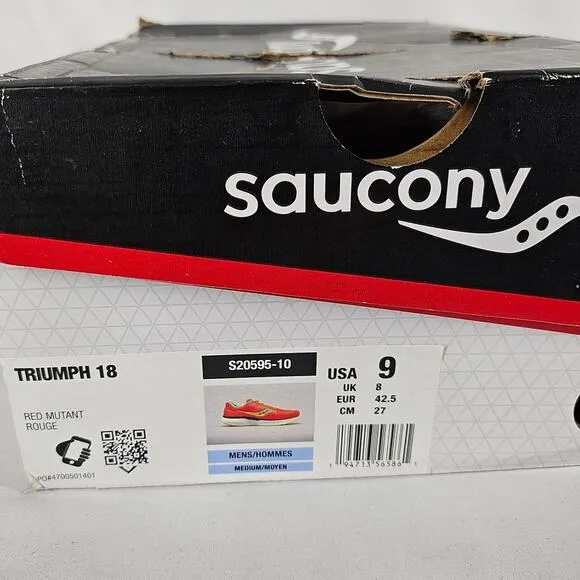SAUCONY MEN'S ORANGE TRIUMPH 18 PWRRUN RUNNING SHOES - SIZE 9 STYLE: S20595-10