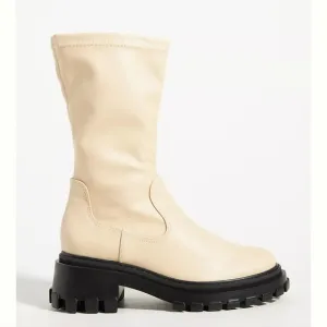 Schutz Kendy Lug Sole Boots - cream