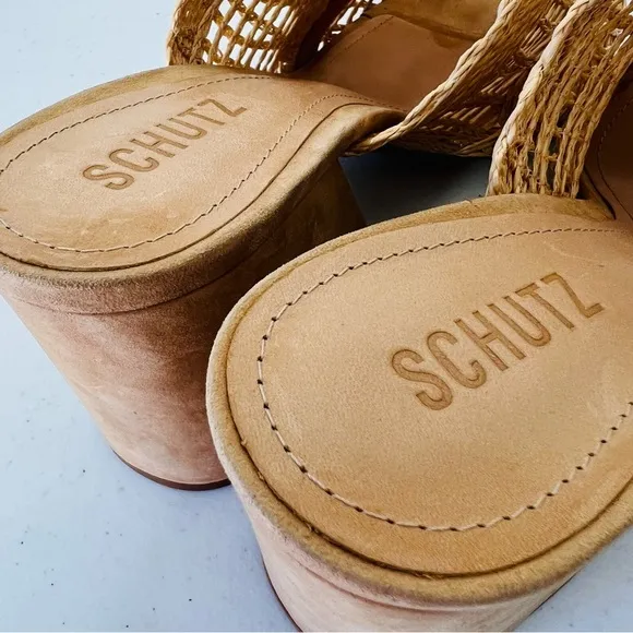 Schutz Women's Beige Kazzin Block Slide Sandal Shoes 10B