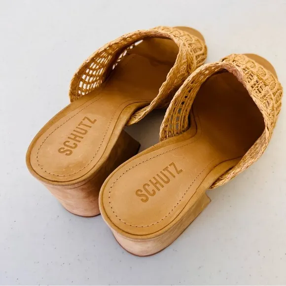 Schutz Women's Beige Kazzin Block Slide Sandal Shoes 10B