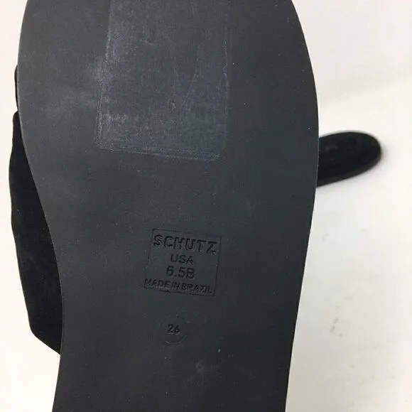 Schutz Women's Sandals Black Size 6.5 B Leny Slide Suede Open Toe Slip On