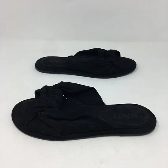 Schutz Women's Sandals Black Size 6.5 B Leny Slide Suede Open Toe Slip On