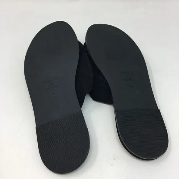 Schutz Women's Sandals Black Size 6.5 B Leny Slide Suede Open Toe Slip On