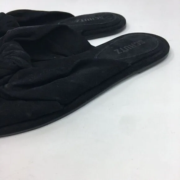 Schutz Women's Sandals Black Size 6.5 B Leny Slide Suede Open Toe Slip On