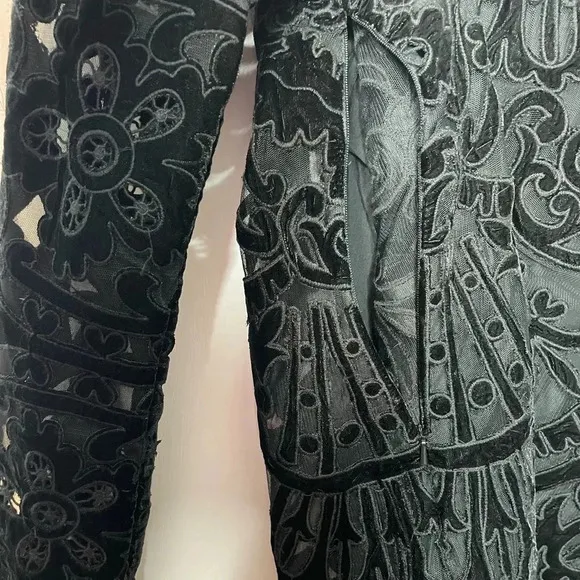 SEA‎ NY Dana Embroidered Illusion Black Velvet Dress Size 6 NWT
