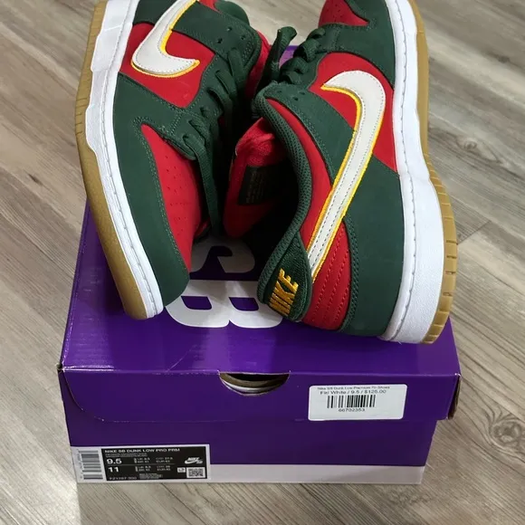 Seattle Super Sonic Nike SB Dunk Low Pro Sneakers - Red and Green