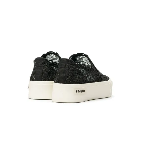 SeaVees Baja Platform Lace Slip on Sneakers Black 8.5