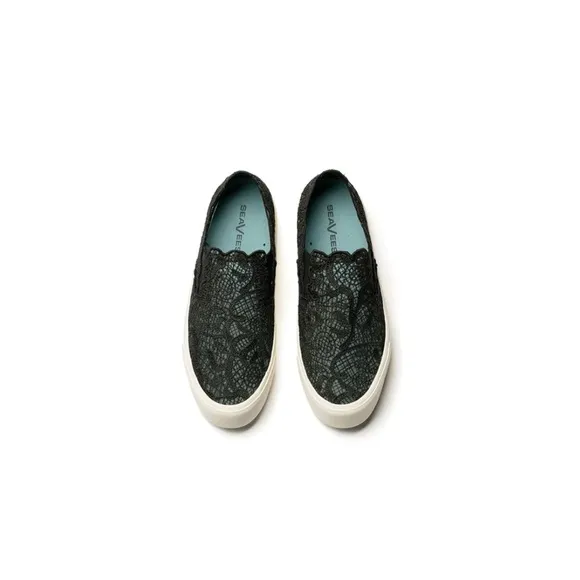 SeaVees Baja Platform Lace Slip on Sneakers Black 8.5