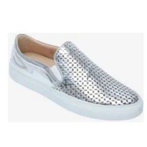 SEBASTIAN Silver Lasercut Slip On Sneakers-36