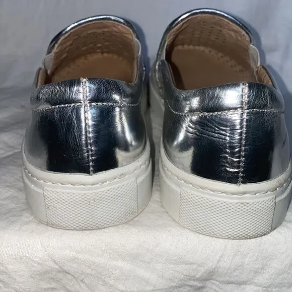 SEBASTIAN Silver Lasercut Slip On Sneakers-36