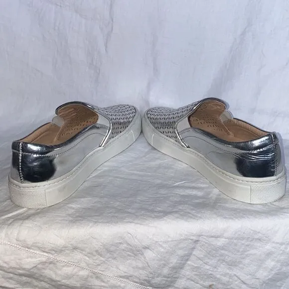 SEBASTIAN Silver Lasercut Slip On Sneakers-36