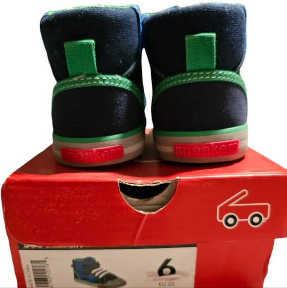 See Kai Run Shoes Dane High Top Sneakers Blue Plaid Unisex Toddler Size 6 NEW