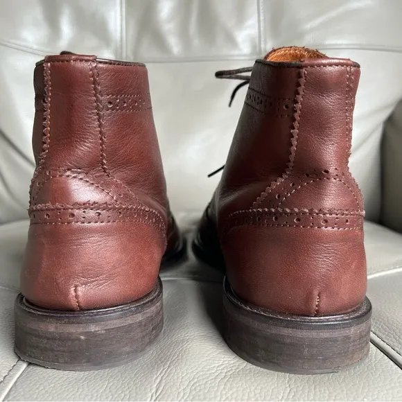 Selected Homme Grant Wingtip Leather Dress Boot Sz 12 Lace Up Brown Classic