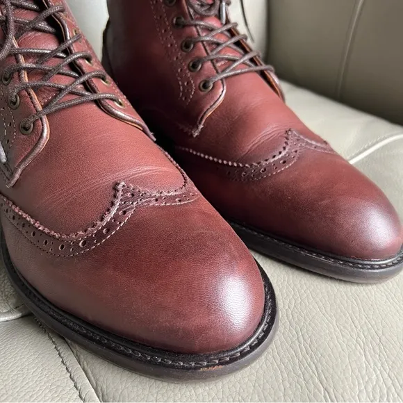 Selected Homme Grant Wingtip Leather Dress Boot Sz 12 Lace Up Brown Classic