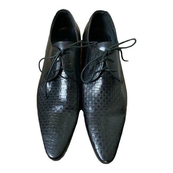 Serdaomani Men’s Black Leather Point Dress Shoes 7.5 EU 40