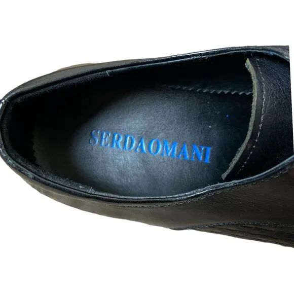 Serdaomani Men’s Black Leather Point Dress Shoes 7.5 EU 40