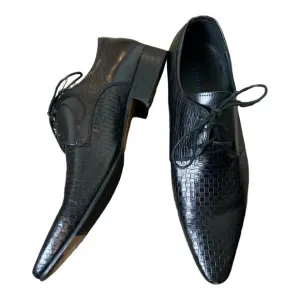 Serdaomani Men’s Black Leather Point Dress Shoes 7.5 EU 40
