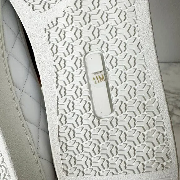 Sesto Meucci Fanya White Quilted Napa Leather Ballerina Slip On Sneakers Size 11