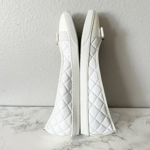 Sesto Meucci Fanya White Quilted Napa Leather Ballerina Slip On Sneakers Size 11