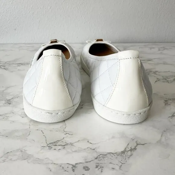 Sesto Meucci Fanya White Quilted Napa Leather Ballerina Slip On Sneakers Size 11