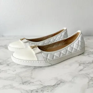 Sesto Meucci Fanya White Quilted Napa Leather Ballerina Slip On Sneakers Size 11