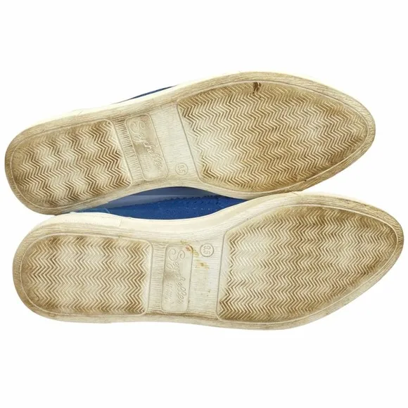 Seychelles Sneakers Blue Size 9.5 So Nice Suede Slip On Cut Out Laser Cut Flat