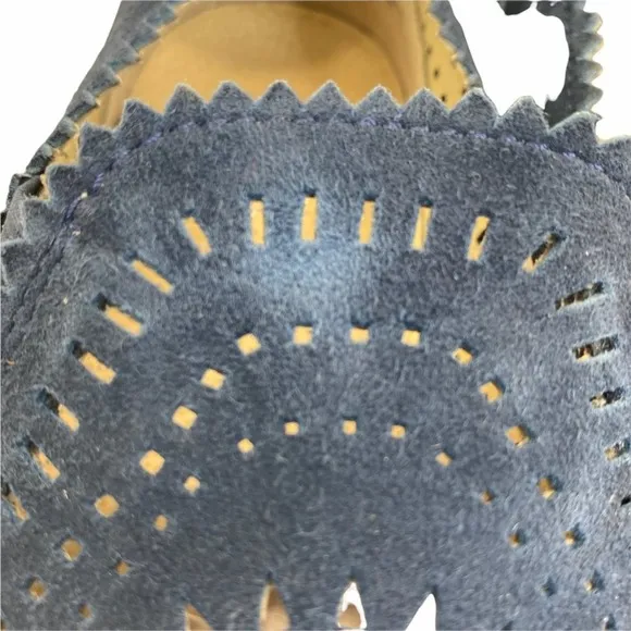 Seychelles Sneakers Blue Size 9.5 So Nice Suede Slip On Cut Out Laser Cut Flat