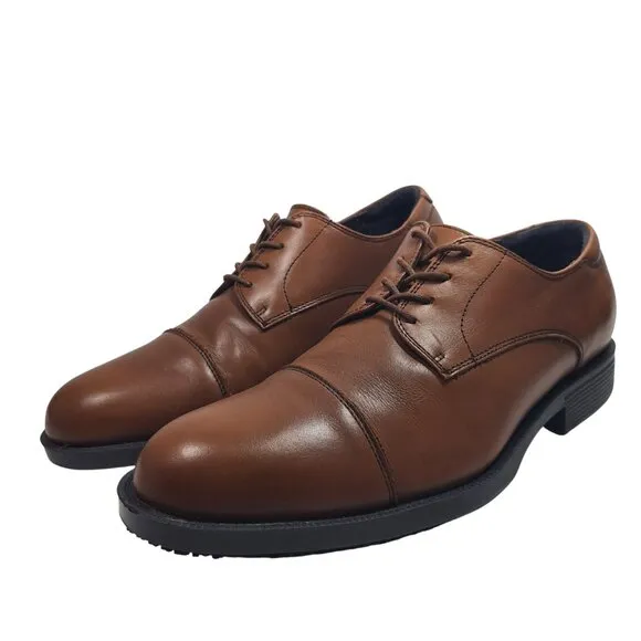 Shoes for Crews Senator Men's Cap Toe Brown Oxford Leather Shoes Size 12