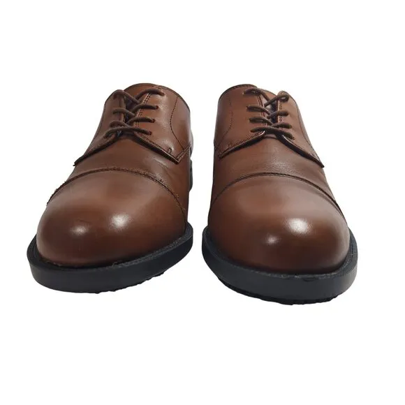 Shoes for Crews Senator Men's Cap Toe Brown Oxford Leather Shoes Size 12