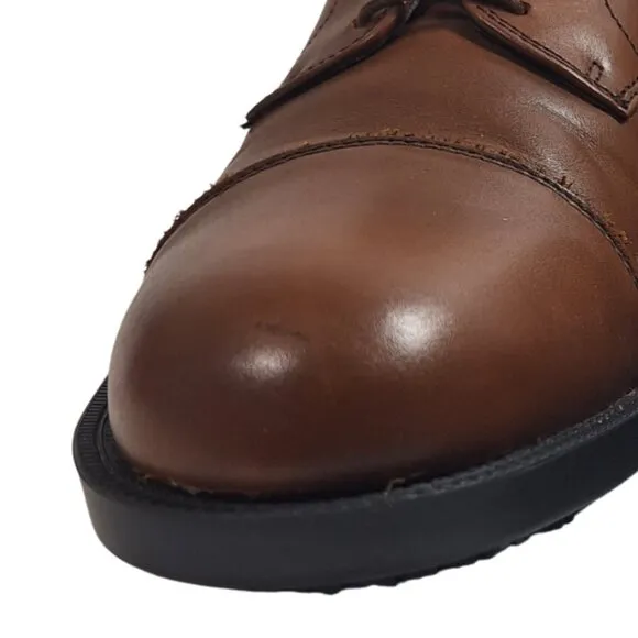 Shoes for Crews Senator Men's Cap Toe Brown Oxford Leather Shoes Size 12