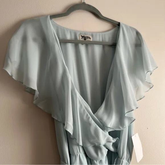 Show Me Your Mumu • Jess Ruffle Midi Dress in Icy Blue