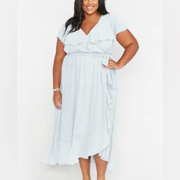Show Me Your Mumu • Jess Ruffle Midi Dress in Icy Blue