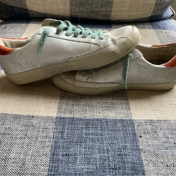 Shu Shop Silver Sneakers with Teal Laces