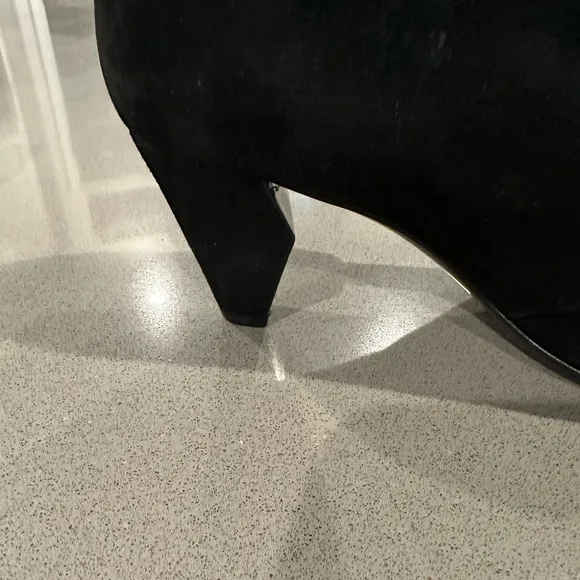 Sigerson Morrison Genuine Suede Buckle Slip On Notched Heel Ankle Boot Booties