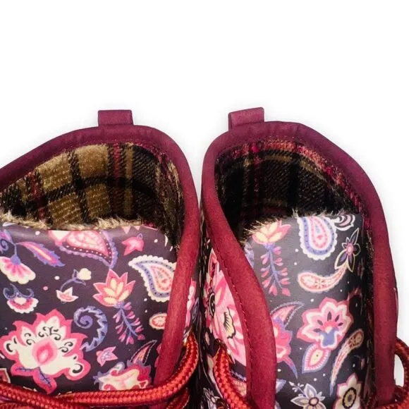 Simply Southern Paisley Floral Lace-up Duck Boots Wine / Multicolor Women's 9