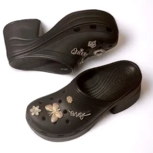 Siren Black Croc Clog