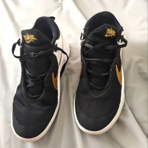 Size 6.5Y Nike Kids Team Hustle DIO GS Basketball Shoe Black/Metallic Gold/White