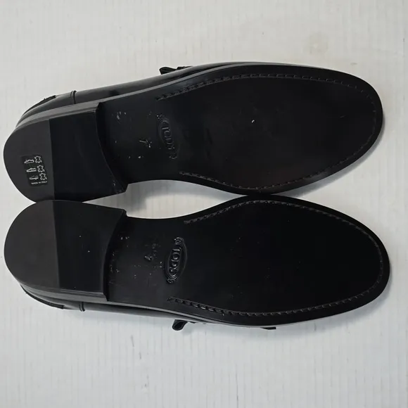 Size 7 Tods Mens  Black Tassel Loafer Dress Shoes